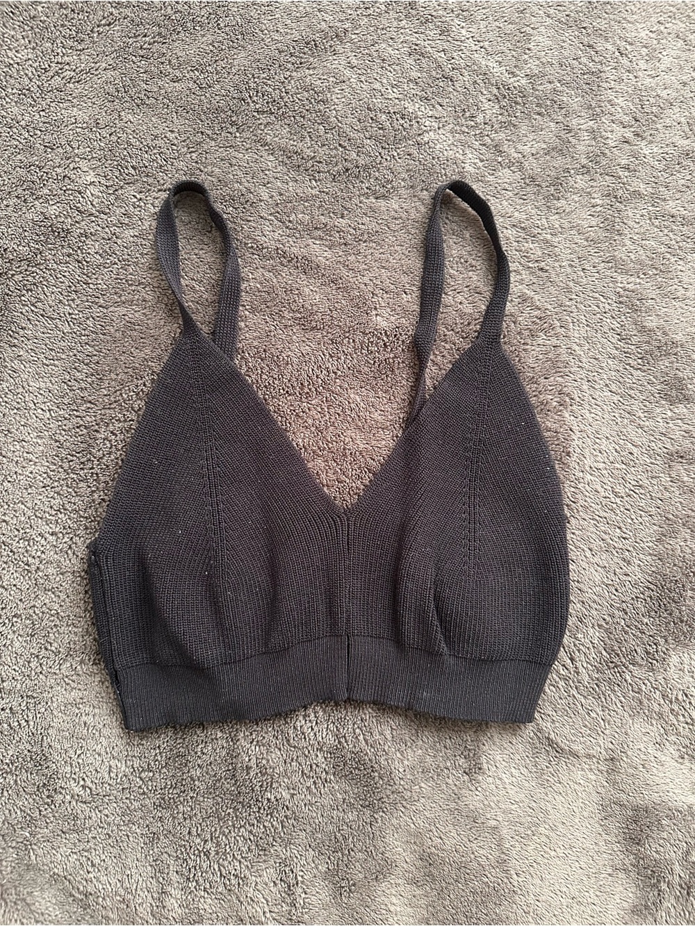 Seamless Black Knit Bralette - Wire-Free Comfort